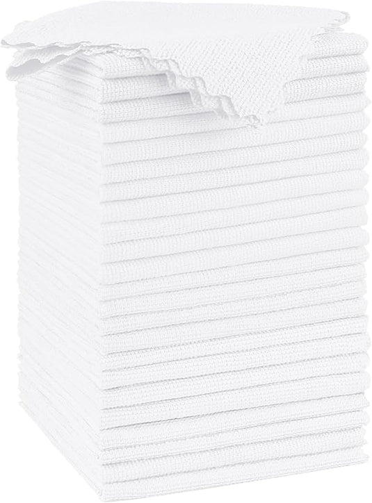 Orighty Microfiber Cleaning Cloth, 24 Pack Highly Absorbent Cleaning Supplies, Reusable Clean Rags for House, Microfiber Cloth for Kitchen, Window, Car Care, 11.5x11.5 inch White