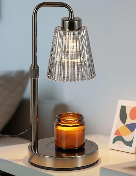 Candle Warmer Lamp with Timer, Adjustable Height Candle Warmer, Dimmable, Home Decor, Wax Warmer Lamp for Jar Candles with 2 Bulbs, Gray