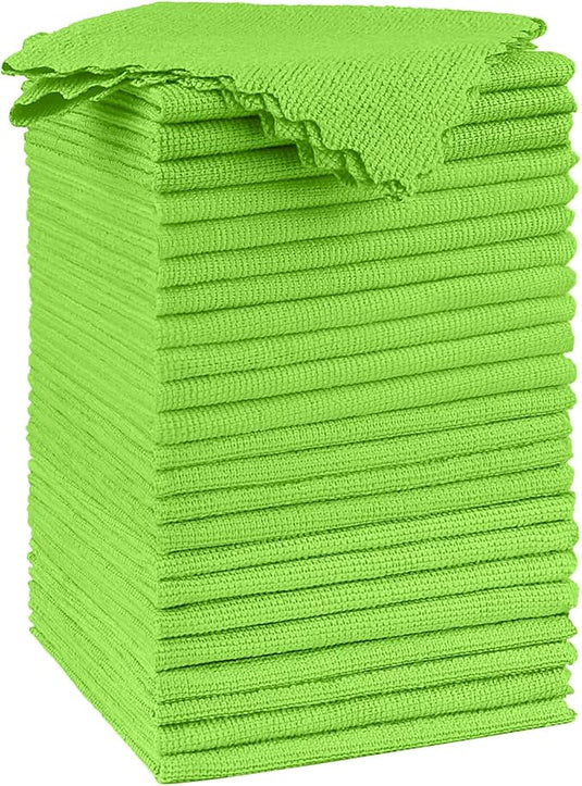 Orighty Microfiber Cleaning Cloth, 24 Pack Highly Absorbent Cleaning Supplies, Reusable Clean Rags for House, Microfiber Cloth for Kitchen, Window, Car Care, 11.5x11.5 inch Green